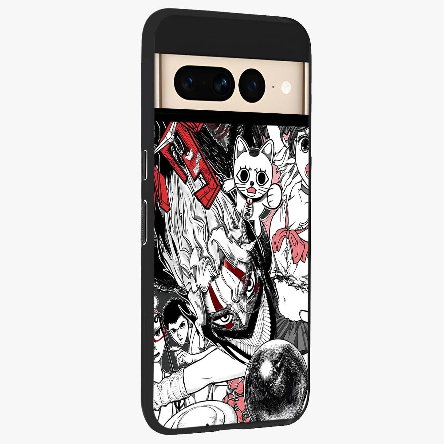 Crimson Chaos Panel Glass Case upright view showcasing intense crimson artwork with dramatic aesthetic style.