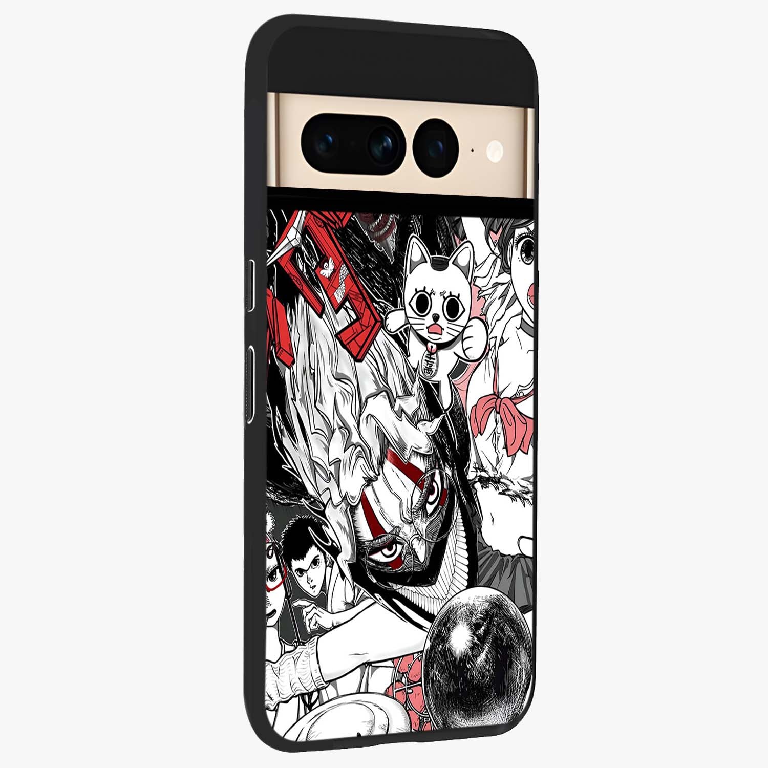 Crimson Chaos Panel Glass Case upright view showcasing intense crimson artwork with dramatic aesthetic style.