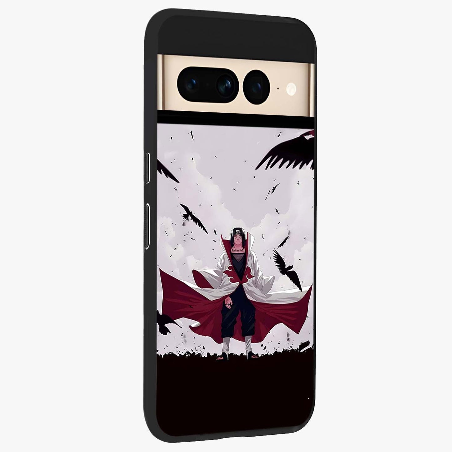 Crimson Crow Ascension Glass Case upright view showcasing dramatic crow artwork with bold gothic theme.