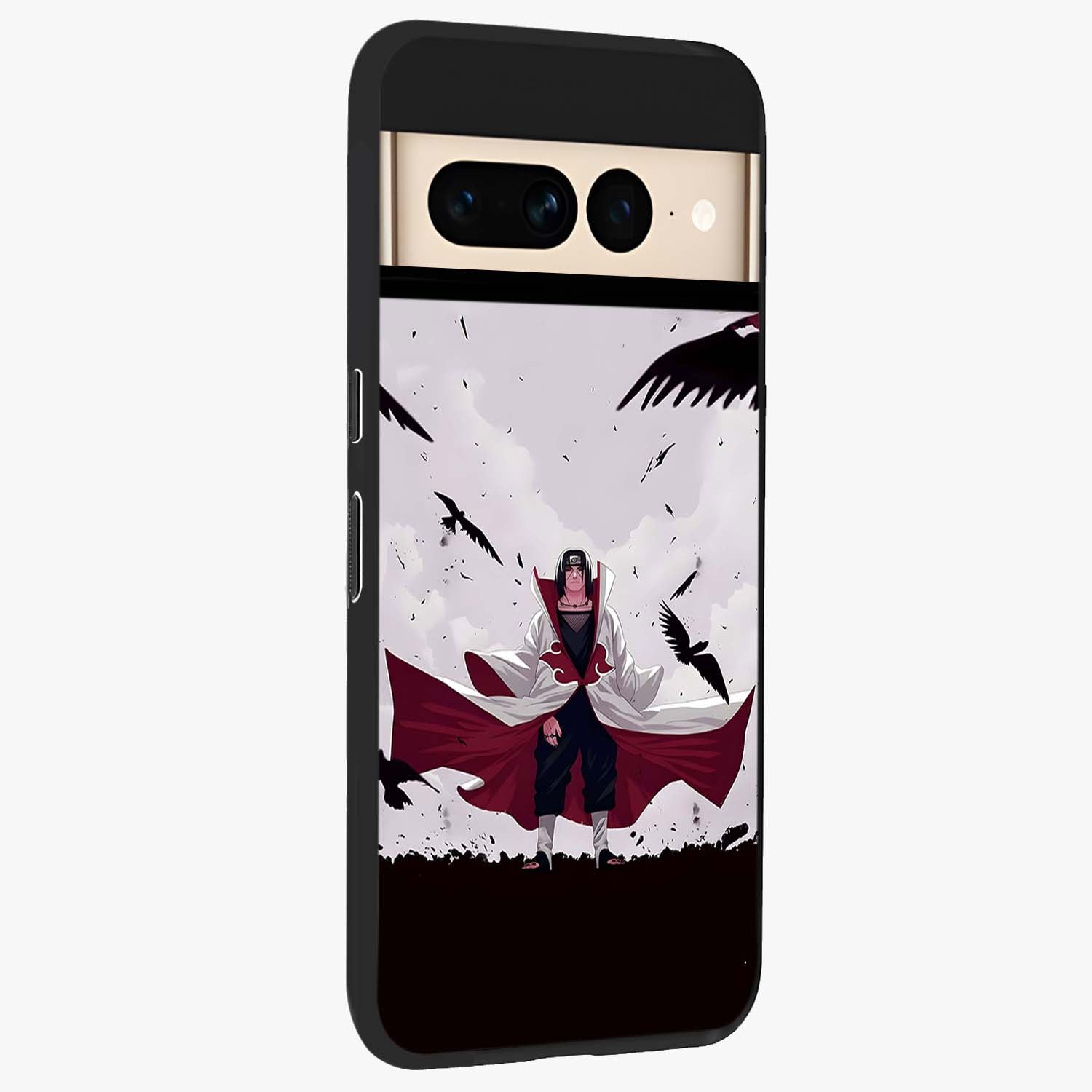 Crimson Crow Ascension Glass Case upright view showcasing dramatic crow artwork with bold gothic theme.