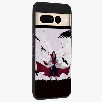 Crimson Crow Ascension Glass Case upright view showcasing dramatic crow artwork with bold gothic theme.