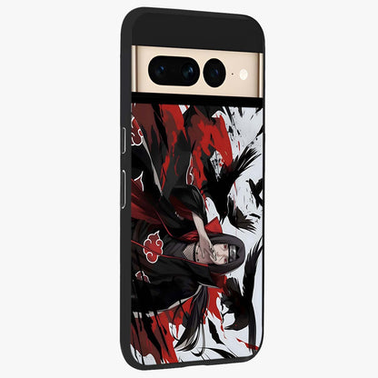 Crimson Crow Illusion Glass Case upright view showcasing striking crow illusion artwork with intense crimson theme.