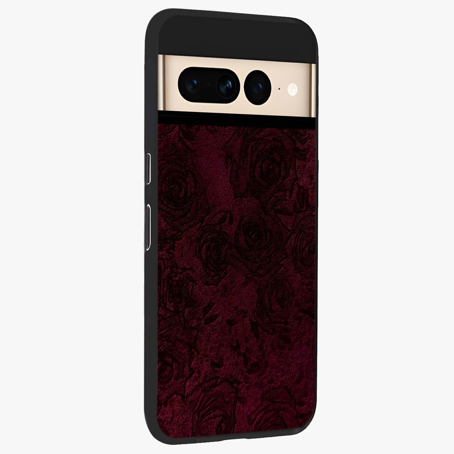 Crimson Fade Flow Glass Case upright view showcasing dynamic crimson flow artwork with stylish abstract theme.