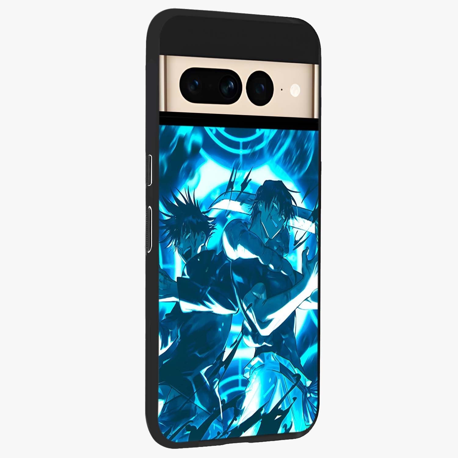 Cursed Energy Clash Glass Case upright view showcasing dramatic clash artwork with bold supernatural theme.