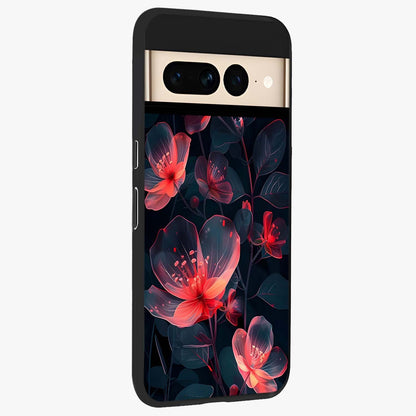Dark Shade of Flower Glass Case upright view showcasing delicate flower artwork with rich dark floral theme.