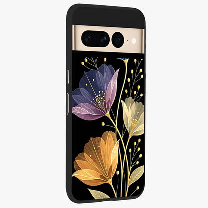 Delicate Multicolor Flowers Glass Case upright view showcasing delicate floral artwork with bright botanical theme.