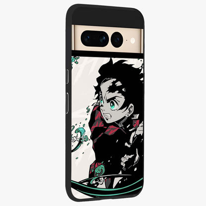 Demon Slayer Glass Case upright view showcasing powerful anime artwork with intense warrior theme.