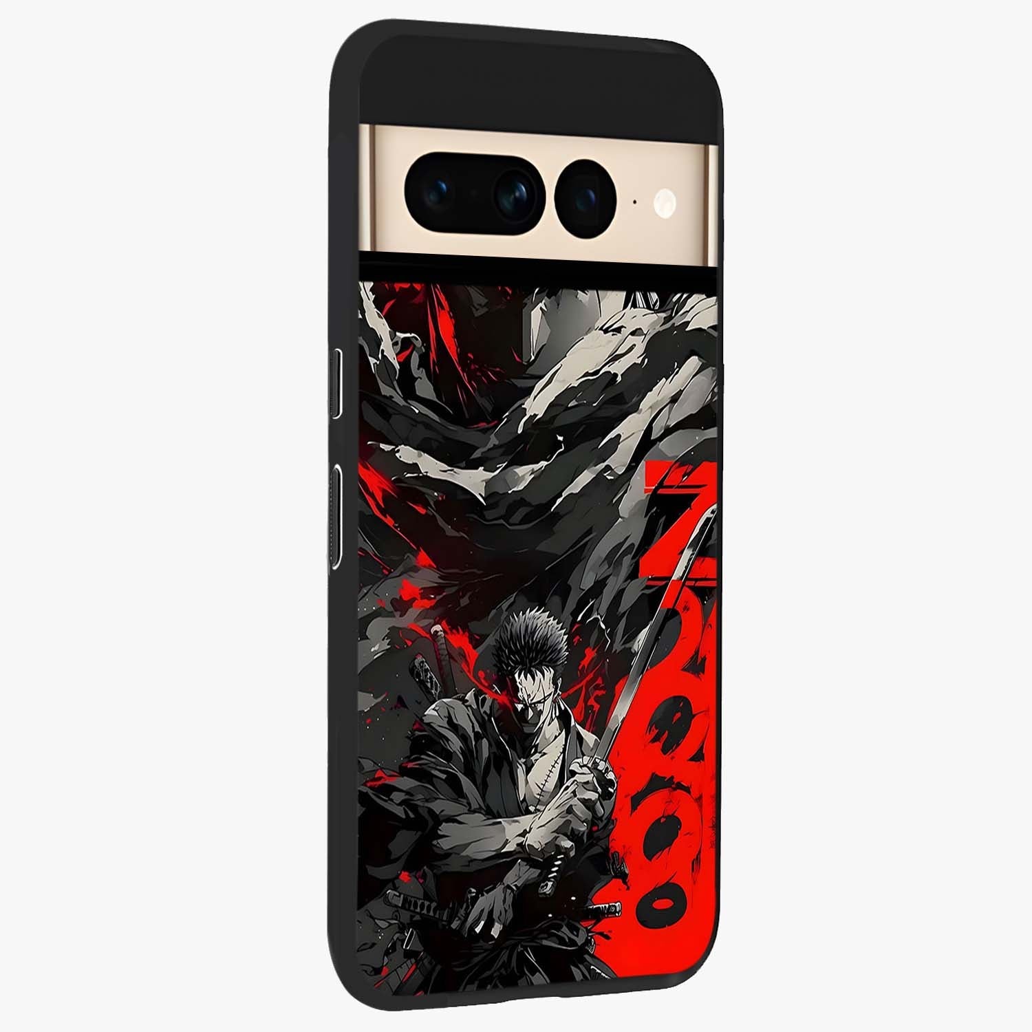Demon Sword Resolve Glass Case upright view showcasing dramatic warrior artwork with intense battle theme.