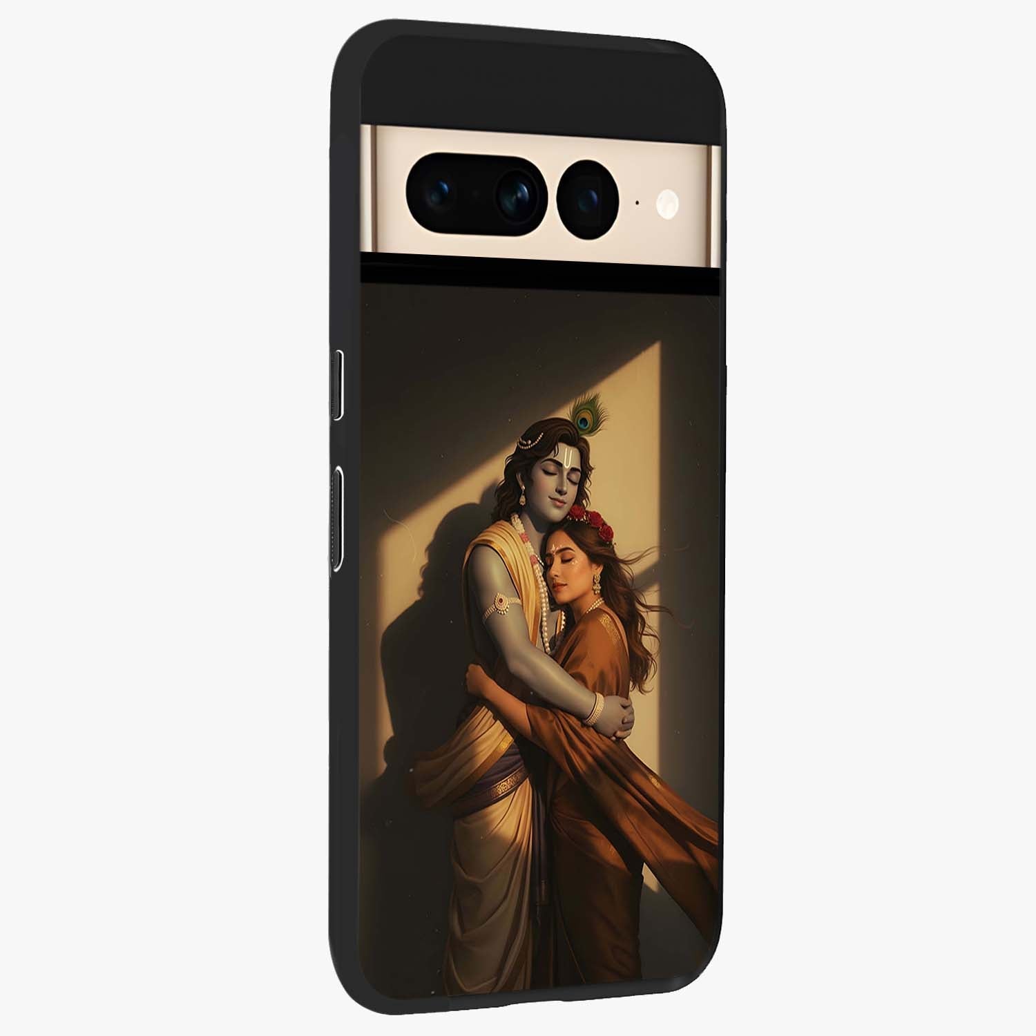 Divine Eternal Love Glass Case upright view showcasing graceful spiritual artwork with eternal love theme.