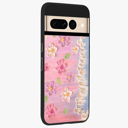 Dreamy Painted Garden Glass Case upright view showcasing vibrant floral garden artwork with artistic nature theme.