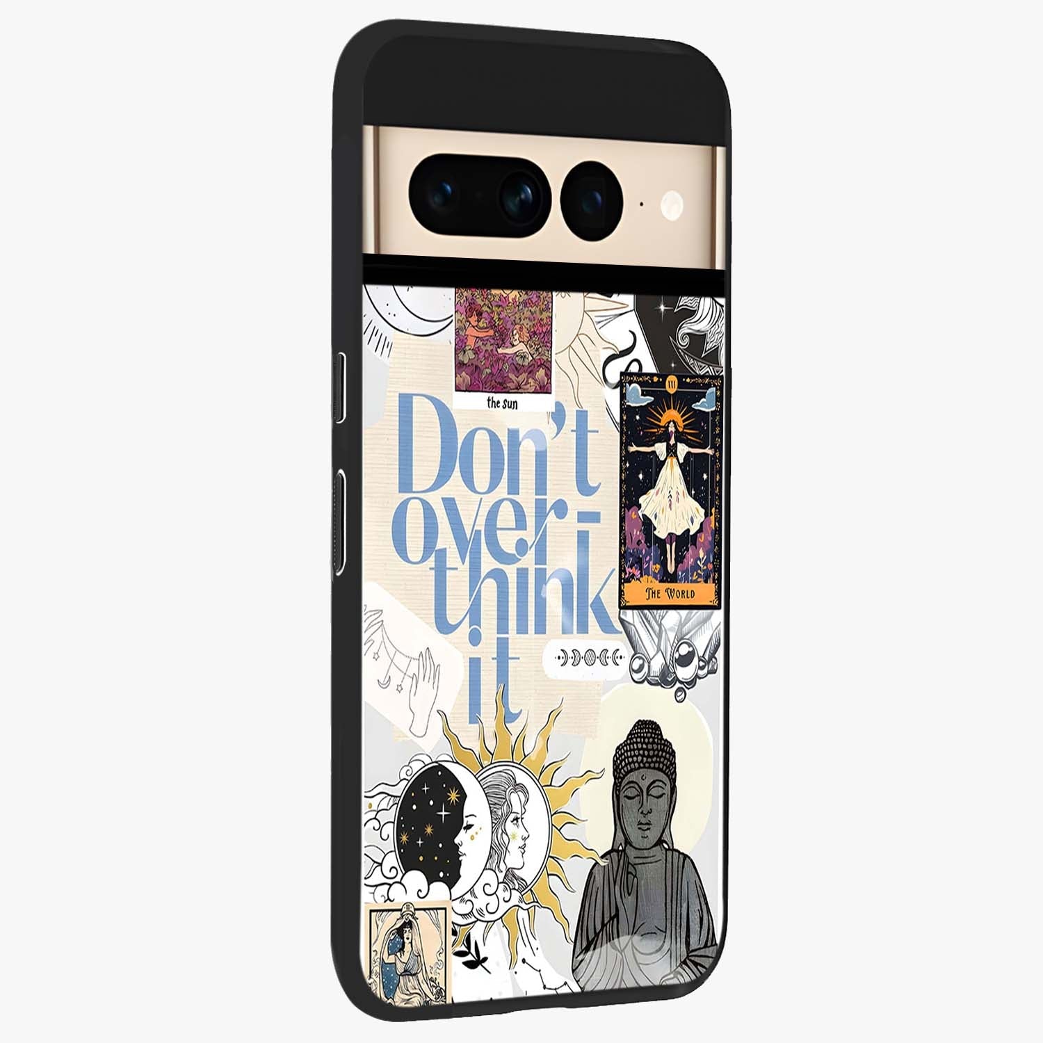 Ethereal Thoughts Glass Case upright view showcasing delicate artistic composition with peaceful dreamy theme.