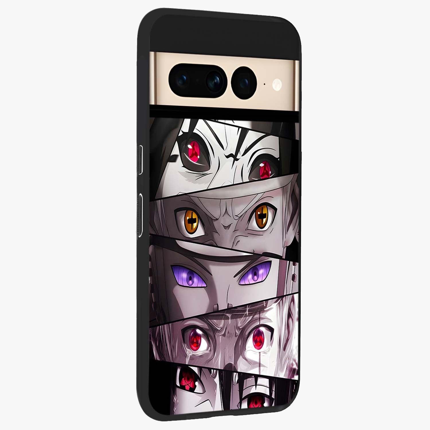 Eyes of Destiny Glass Case upright view showcasing symbolic eye artwork with dramatic artistic theme.