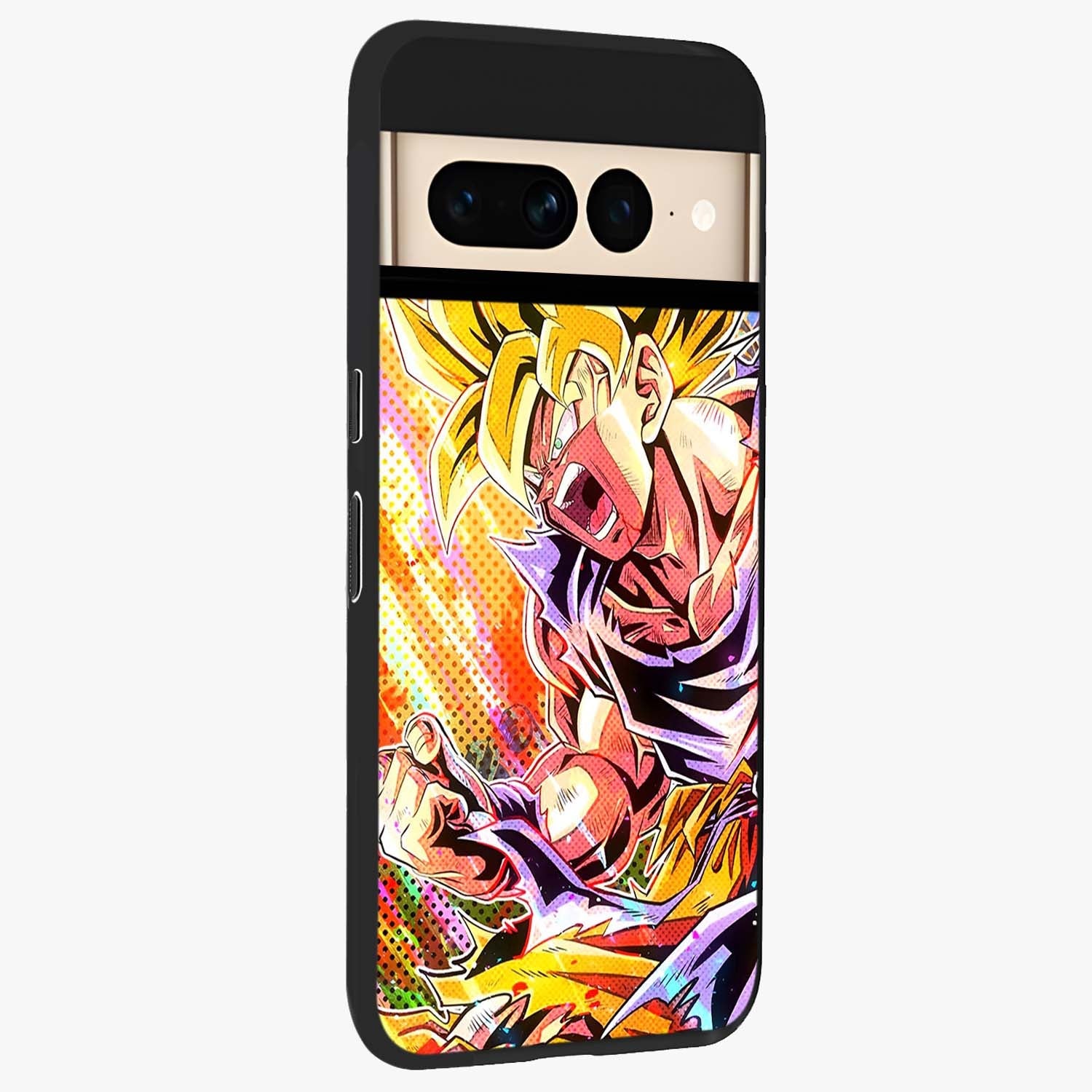 Firing Goku Glass Case upright view showcasing energetic anime artwork with bold warrior theme.