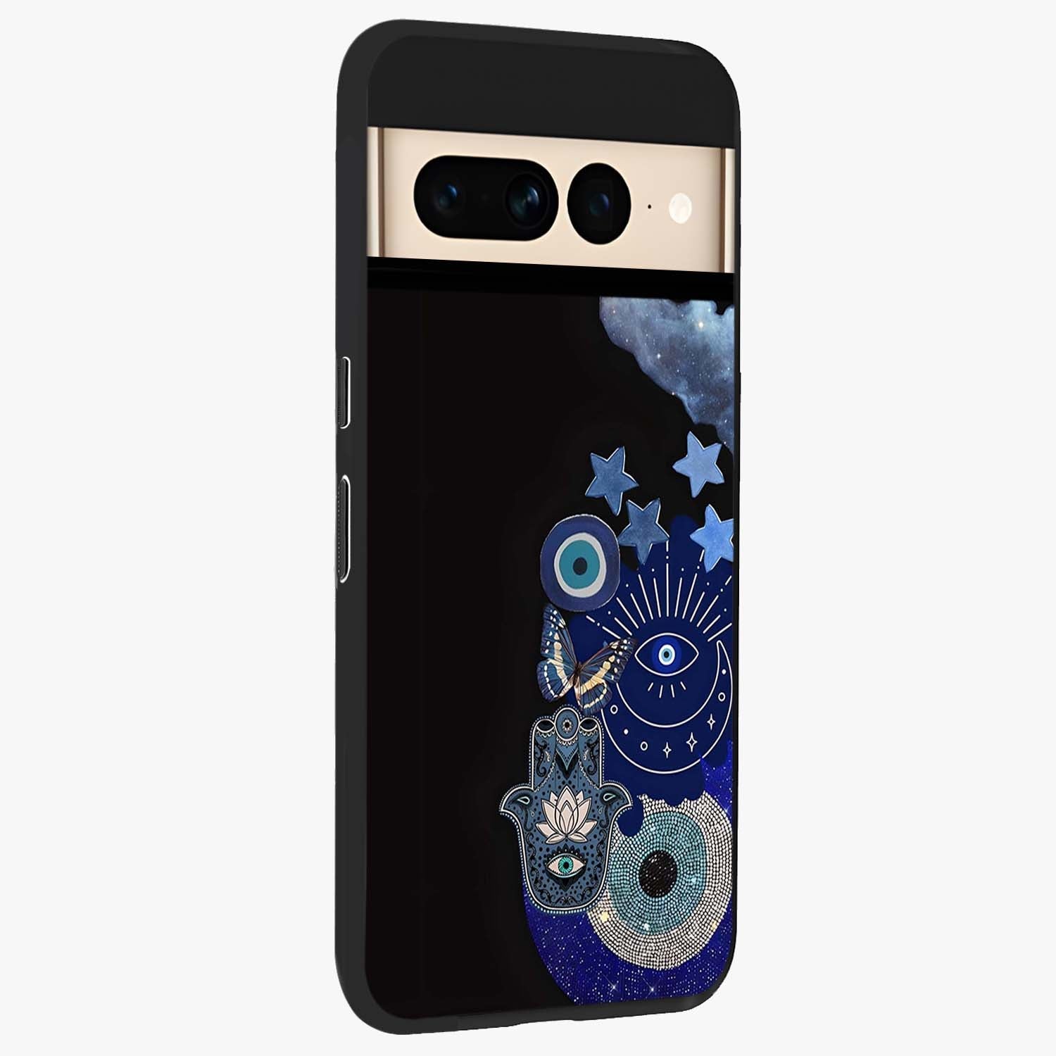 Galactic Charm Cluster Glass Case upright view showcasing glowing cosmic charm artwork with magical celestial style.