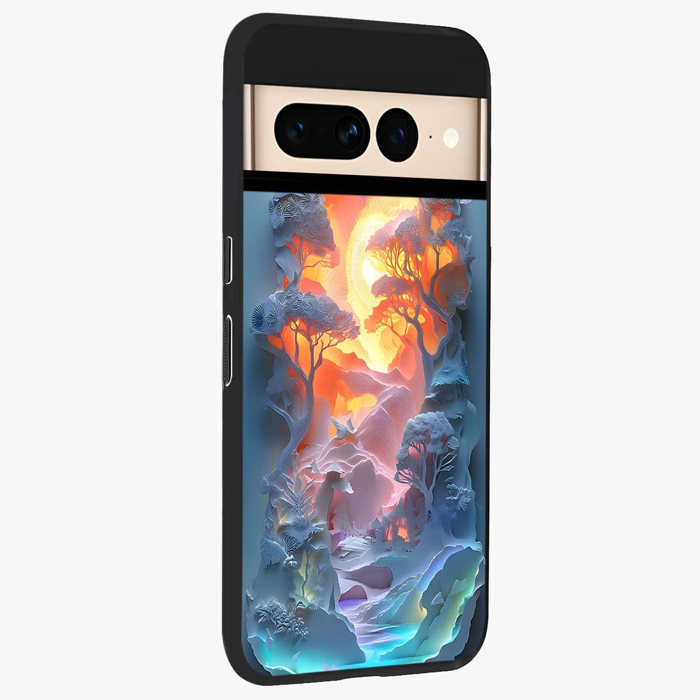 Glow Forest Portal Glass Case upright view showcasing enchanted forest portal artwork with fantasy nature theme.