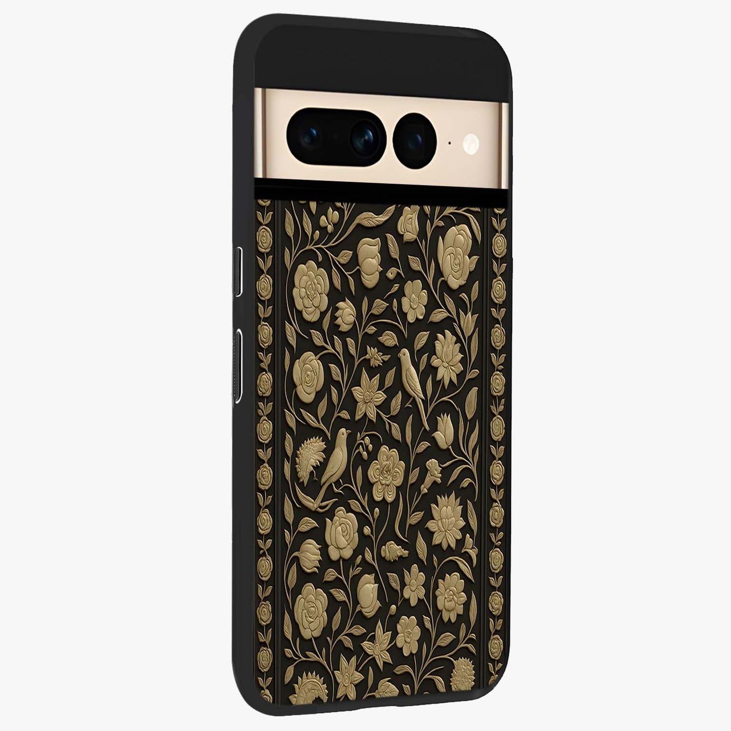 Golden Evil Eye Mandala Glass Case upright view showcasing decorative evil eye mandala artwork with spiritual aesthetic style.