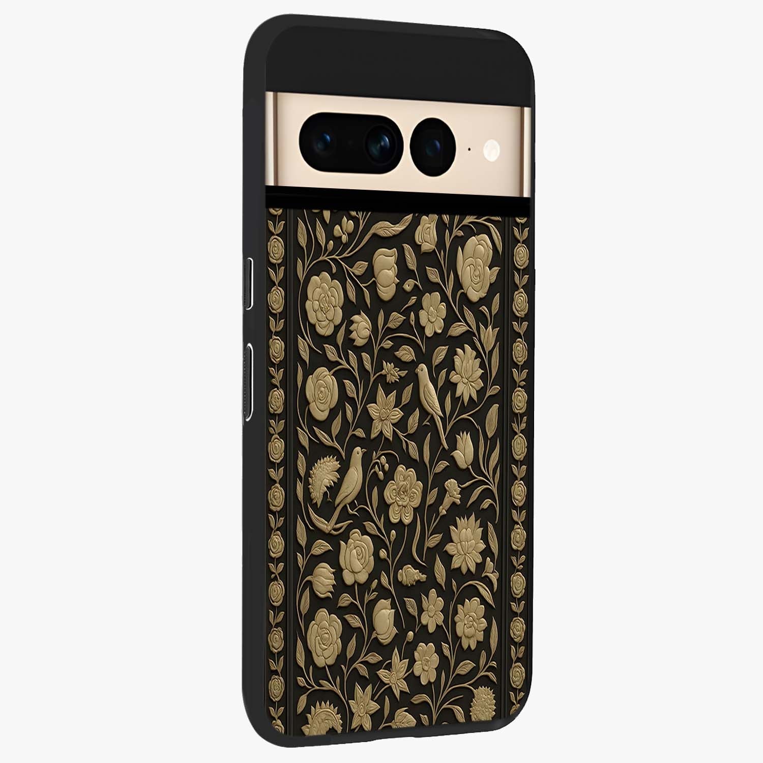 Golden Evil Eye Mandala Glass Case upright view showcasing decorative evil eye mandala artwork with spiritual aesthetic style.