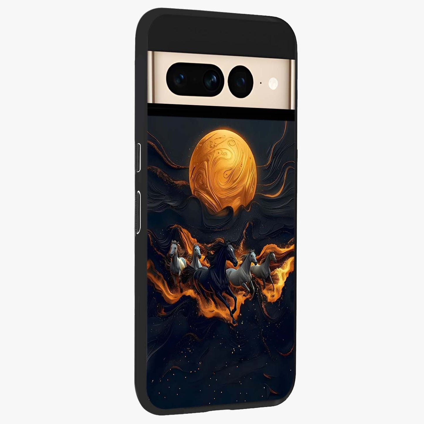 Golden Royal Heritage Glass Case upright view showcasing elegant royal artwork with classic heritage theme.