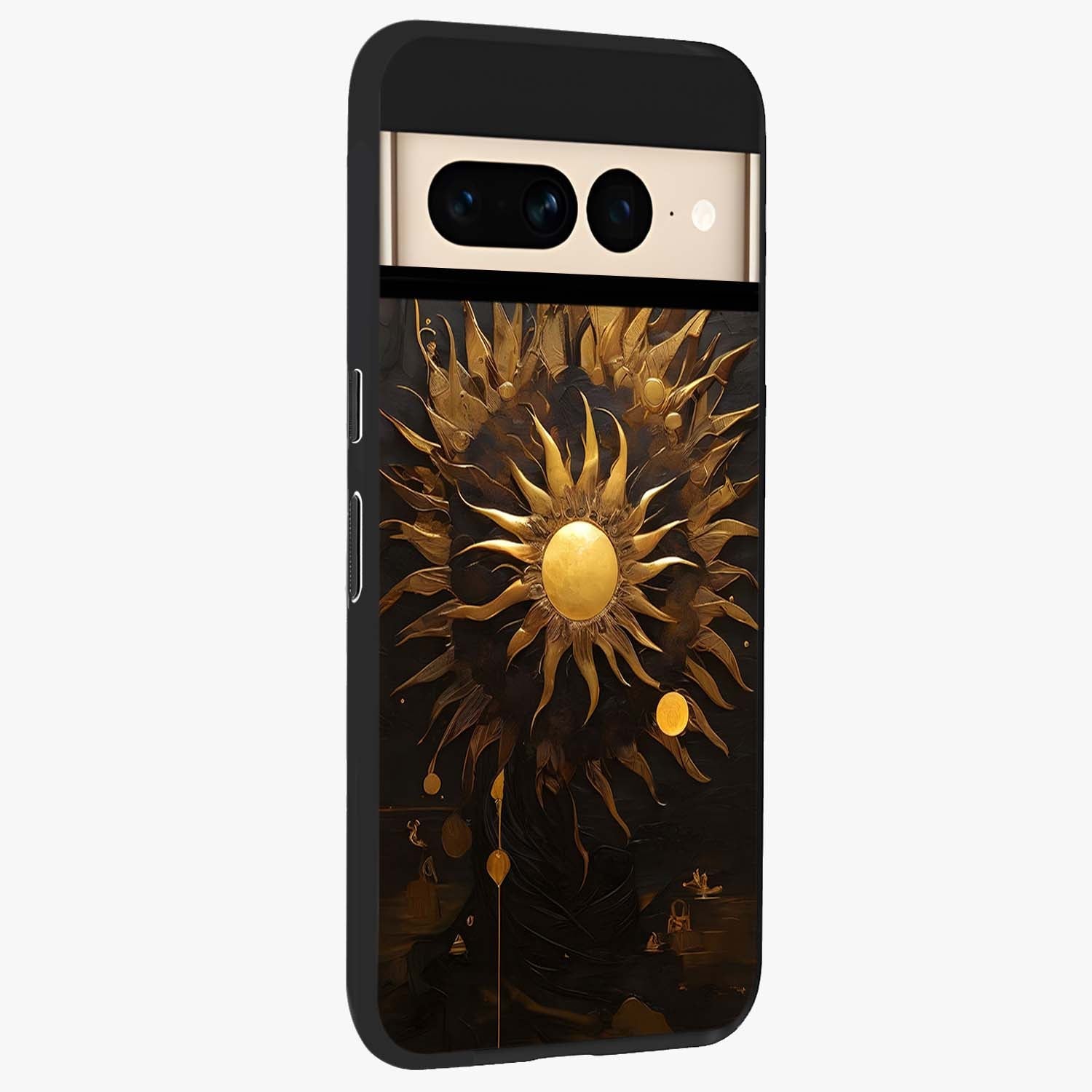 Golden Sun Majesty Glass Case upright view showcasing haunting graveyard artwork with dramatic dark theme.