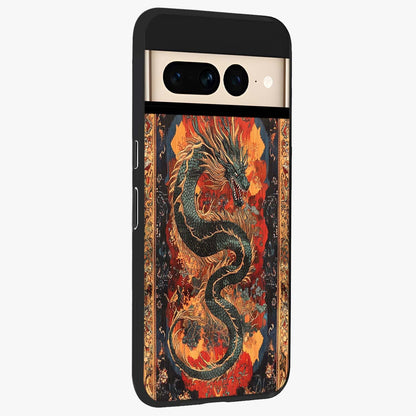 Inferno Dragon Soul Glass Case upright view showcasing intense dragon artwork with fantasy fire theme.