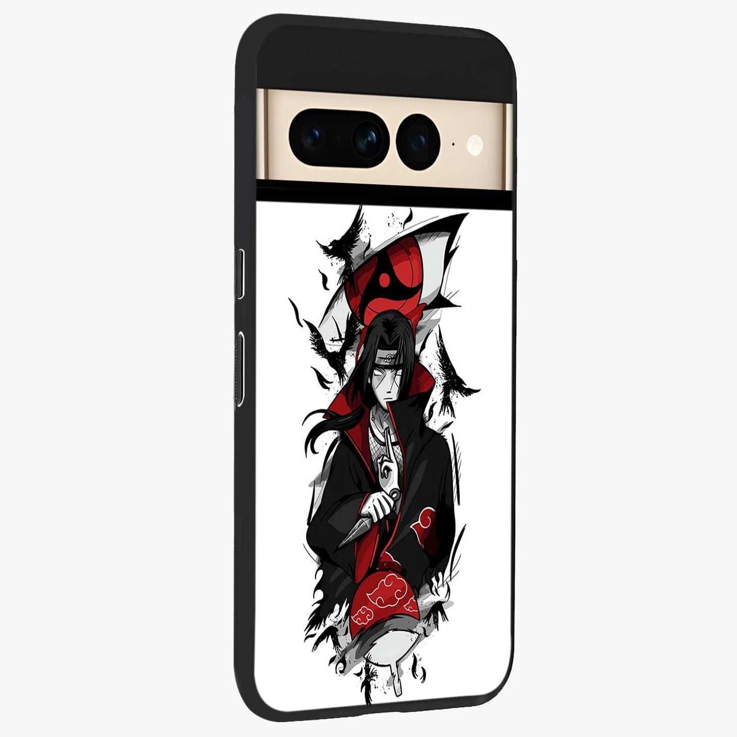 Itachi Limited Edition Naruto Anime Glass Case upright view showcasing intense anime artwork with powerful character theme.