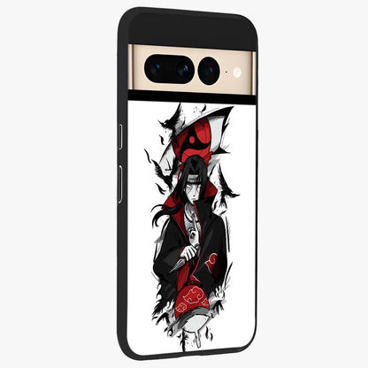 Itachi Limited Edition Naruto Anime Glass Case upright view showcasing intense anime artwork with powerful character theme.