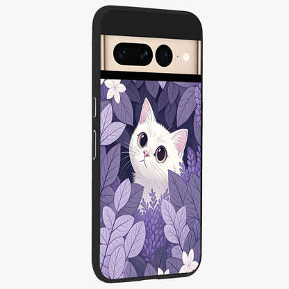 Lilac Hide Peek Cat Glass Case upright view showcasing charming cat artwork with adorable peek theme.