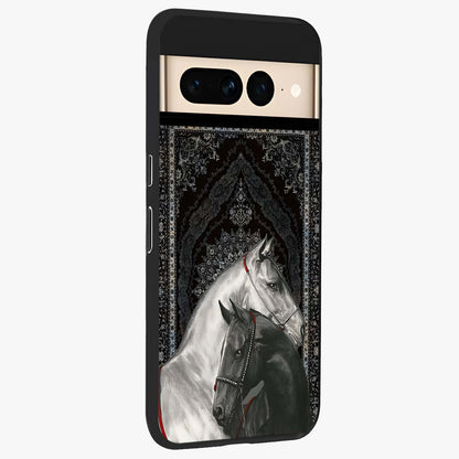 Majestic Ride Legacy Glass Case upright view showcasing dynamic ride inspired artwork with modern automotive theme.