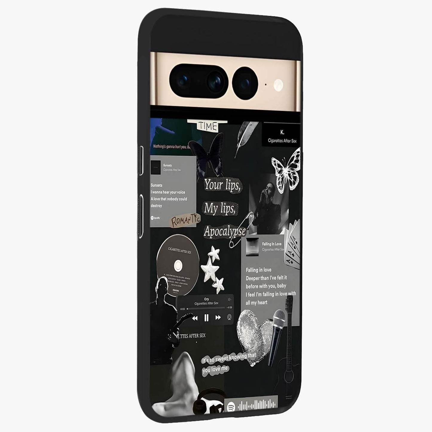 Midnight Love Echo Glass Case upright view showcasing expressive romantic artwork with dreamy midnight theme.