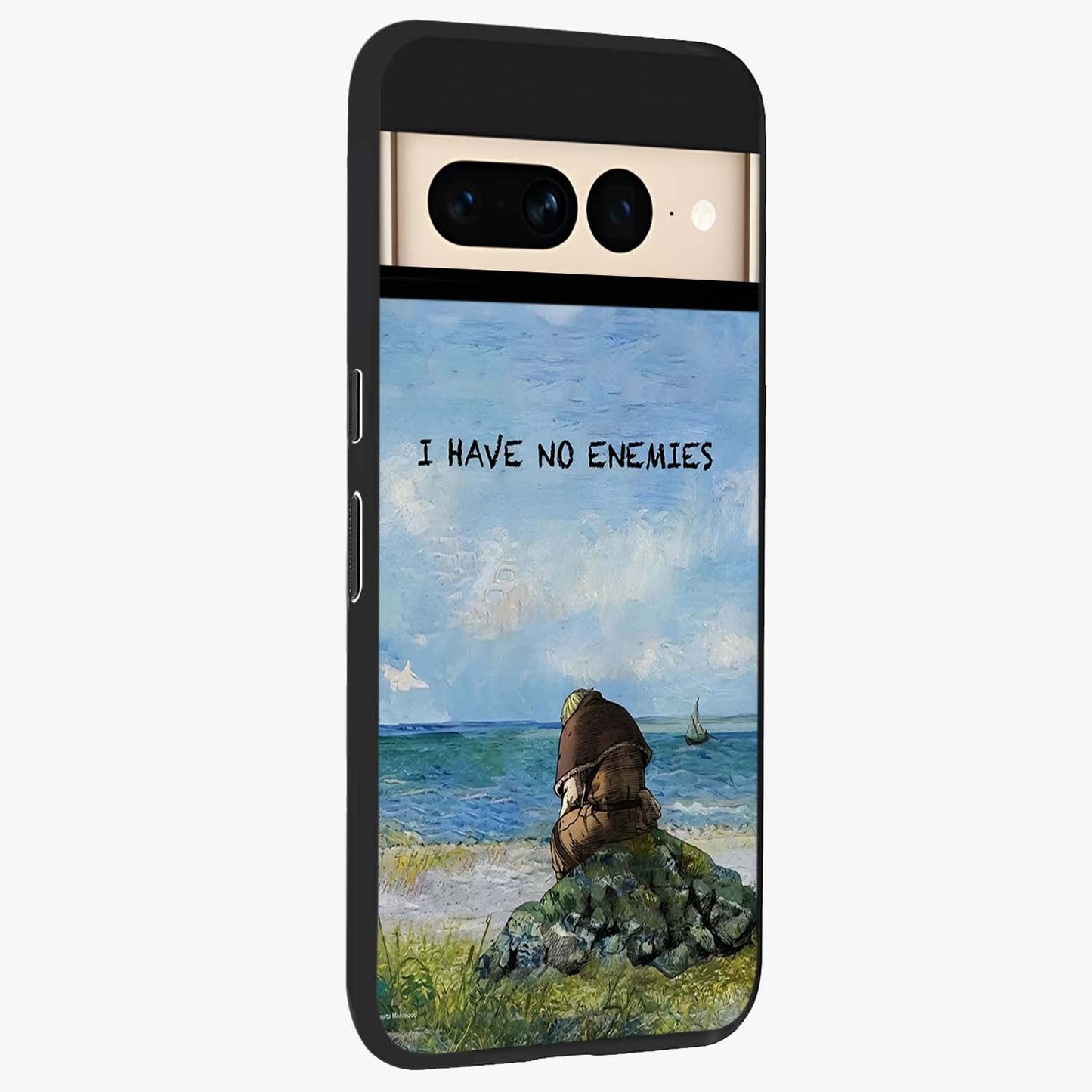 Peace Beyond War Glass Case upright view showcasing powerful peace symbol artwork with inspirational theme.