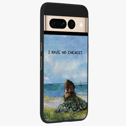 Peace Beyond War Glass Case upright view showcasing powerful peace symbol artwork with inspirational theme.