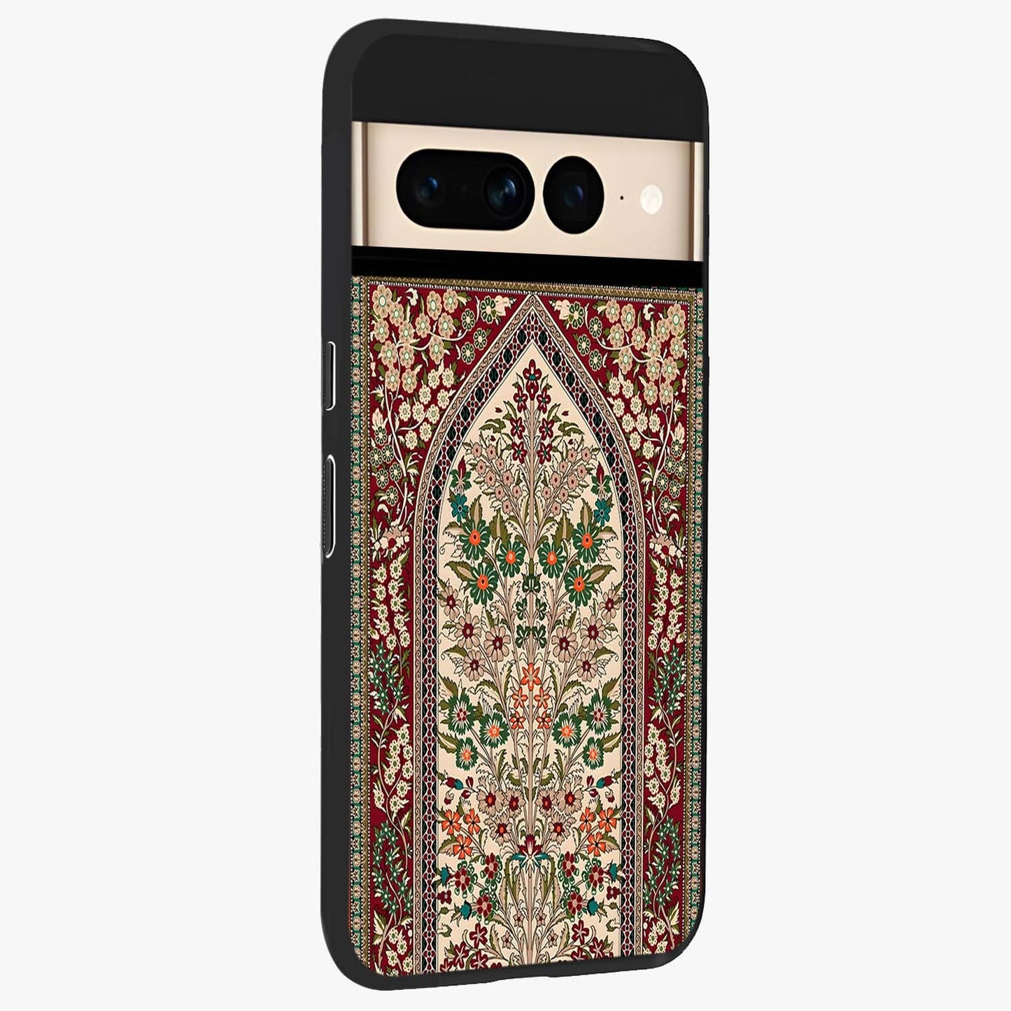 Persian Inspired Glass Case upright view showcasing decorative Persian artwork with rich heritage theme.