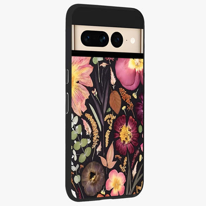 Petal Dream Tapestry Glass Case upright view showcasing detailed floral tapestry artwork with artistic nature theme.