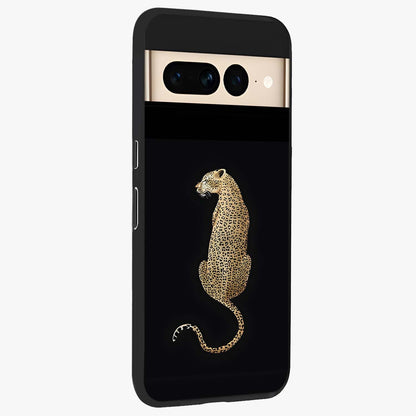 Regal Leopard Glass Case upright view showcasing striking leopard artwork with fierce wildlife theme.