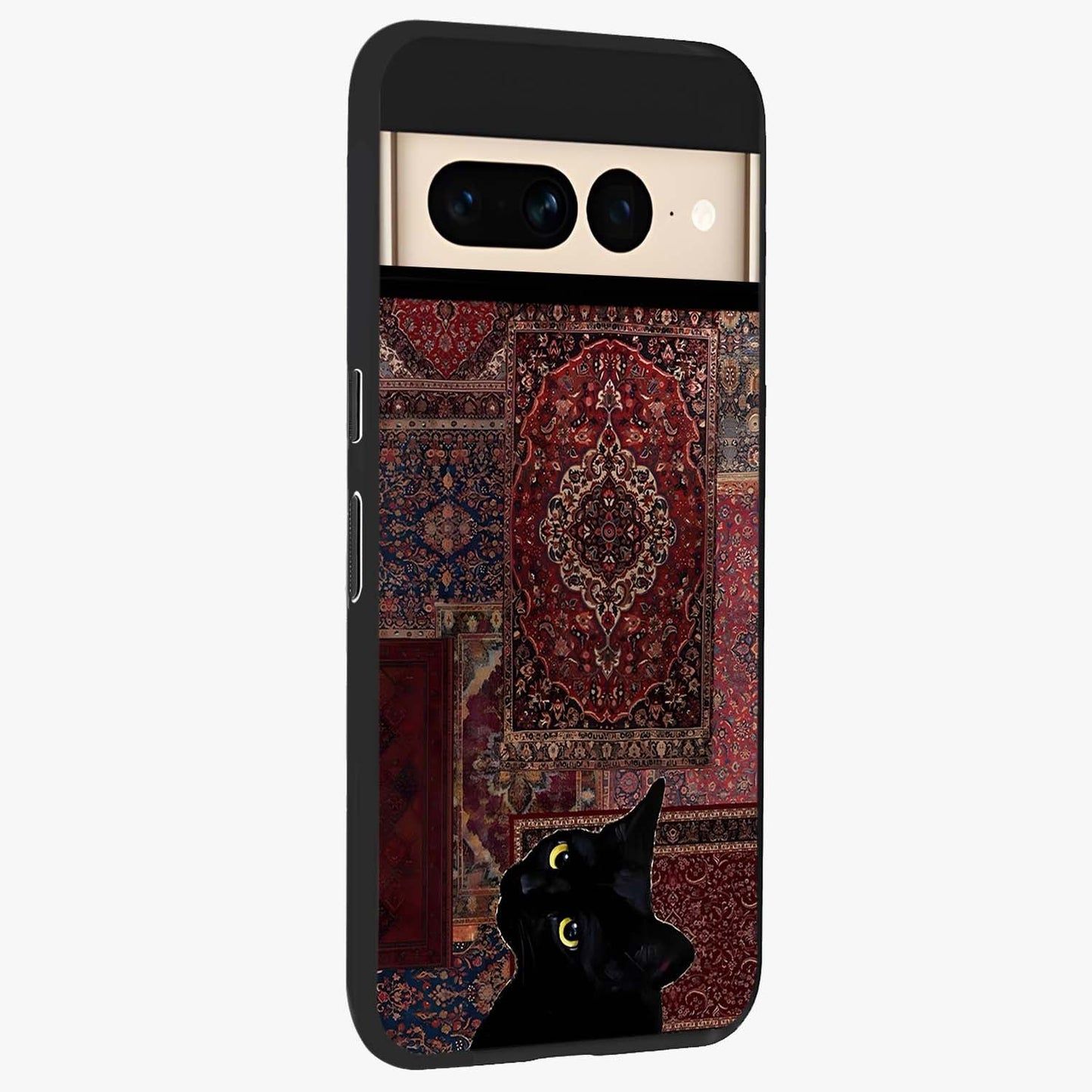 Regal Magic Cat Apple Glass Case upright view showcasing charming cat artwork with playful magical theme.