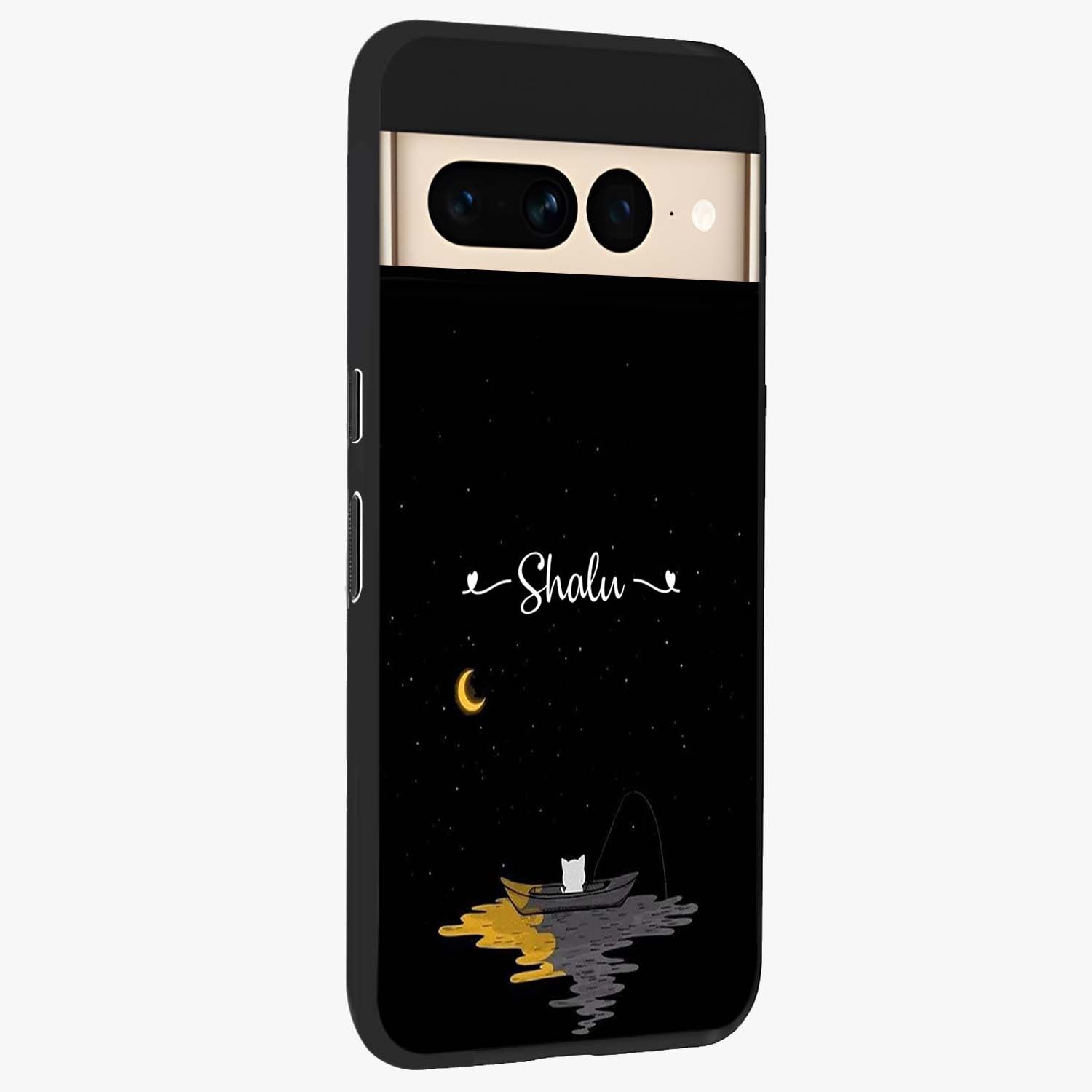 Silent Night Row Glass Case upright view showcasing tranquil night artwork with serene landscape theme.