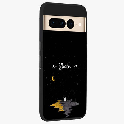 Silent Night Row Glass Case upright view showcasing tranquil night artwork with serene landscape theme.