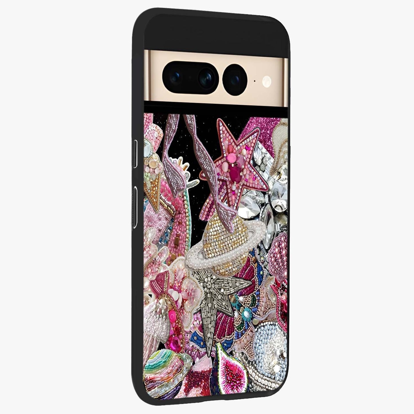 Starlit Jewel Dream Glass Case upright view showcasing radiant star inspired artwork with magical night theme.