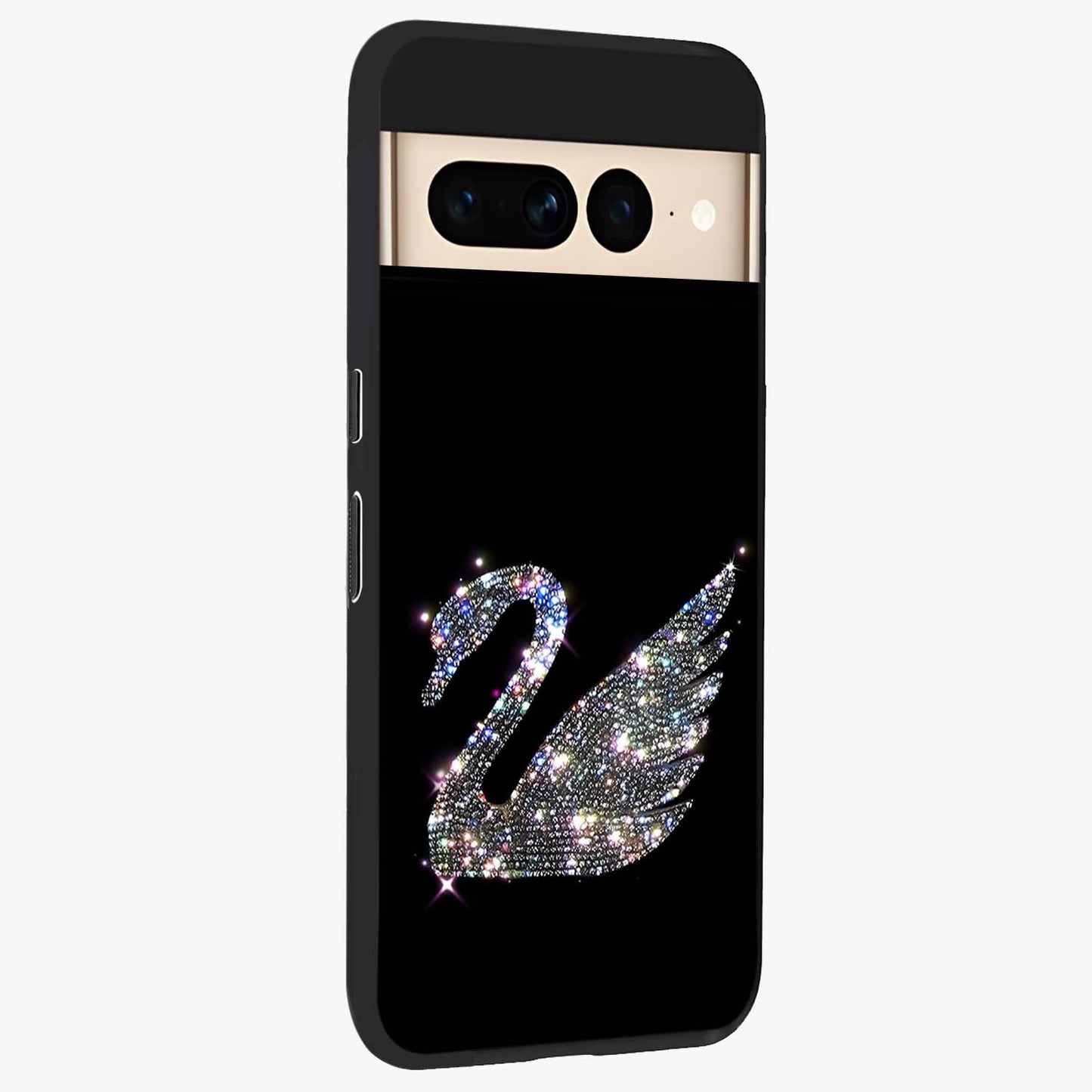 Starlit Swan Grace Glass Case upright view showcasing beautiful swan artwork with peaceful night themed design.
