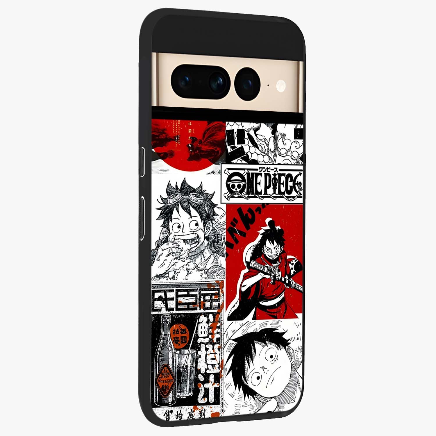 Strawhat Chaos Panels Glass Case upright view showcasing energetic anime artwork with bold adventure theme.