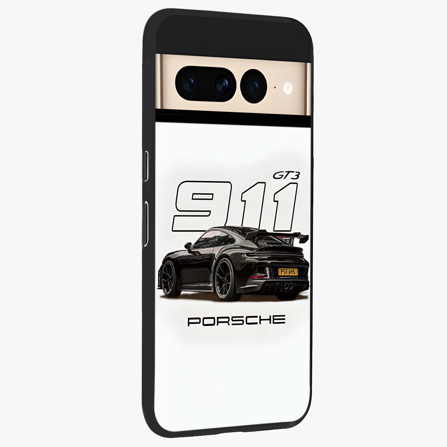 Turbo Legacy Icon Glass Case upright view showcasing bold racing inspired artwork with classic car theme.