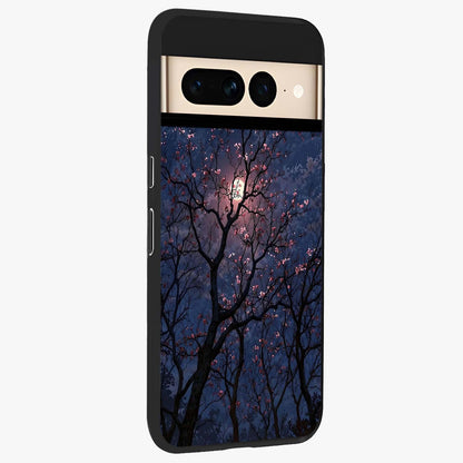 Twilight Sakura Serenade Glass Case upright view showcasing beautiful cherry blossom artwork with serene evening theme.