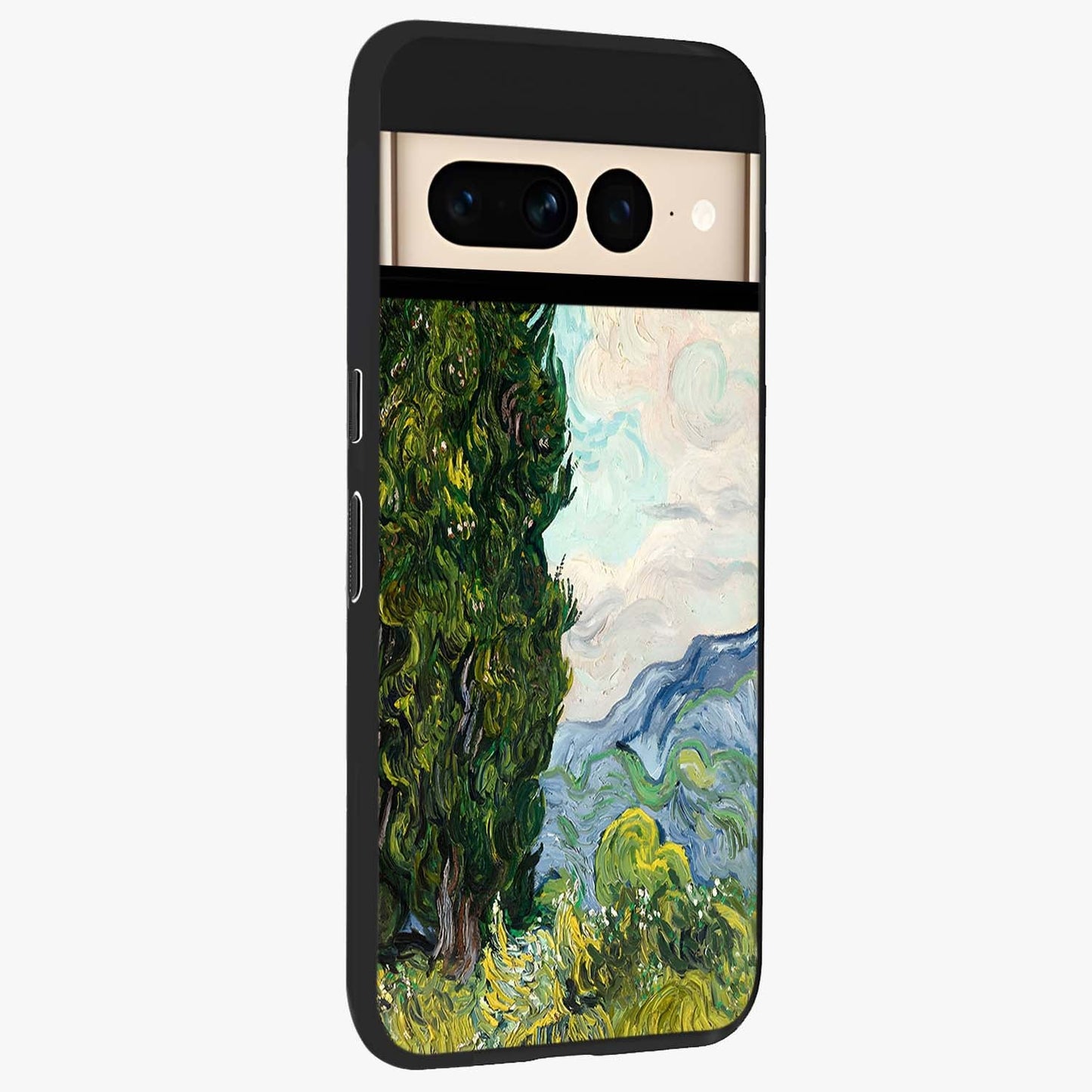 Van Gogh Vintage Art Glass Case upright view showcasing elegant vintage painting artwork with artistic heritage theme.