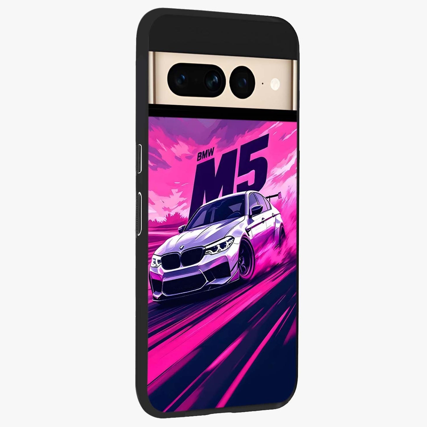 Velocity Drift Pulse Glass Case upright view showcasing powerful racing artwork with energetic motorsport theme.