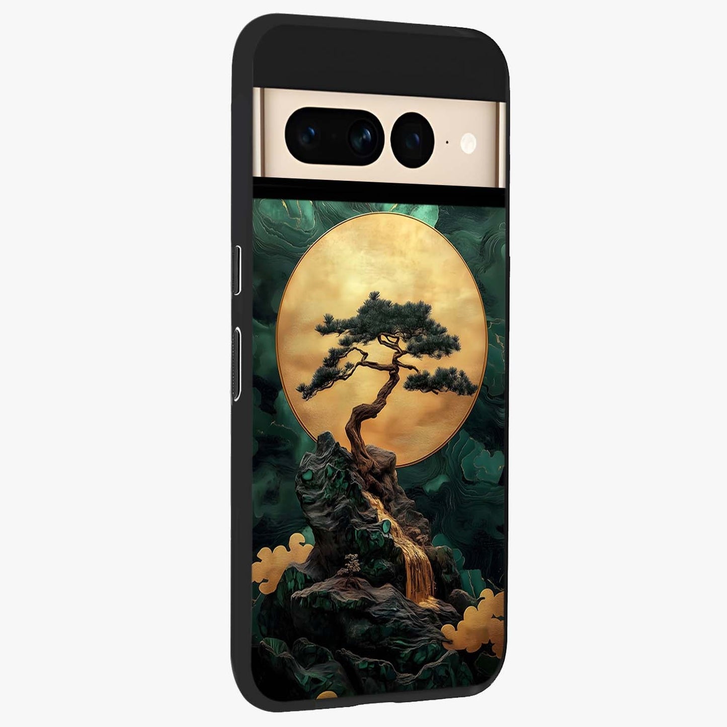 Zen Moon Rise Glass Case upright view showcasing serene moon artwork with tranquil night theme.