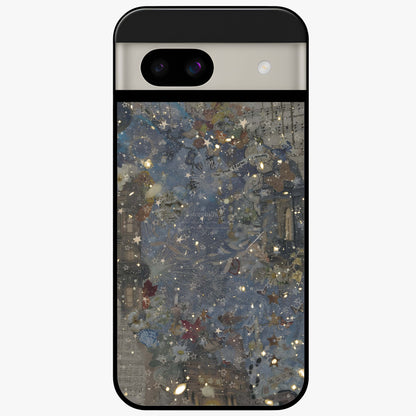 Aesthetic Astrolophia Glass Case showing flat back view with dreamy aesthetic design and glossy glass finish.