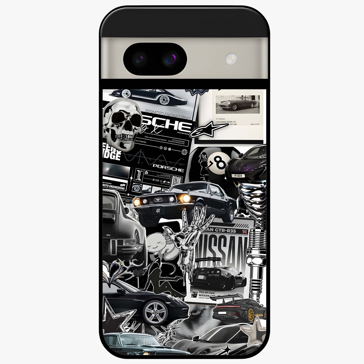Aesthetic Dark Love Glass Case showing flat back view with dark romantic artwork and glossy glass finish.