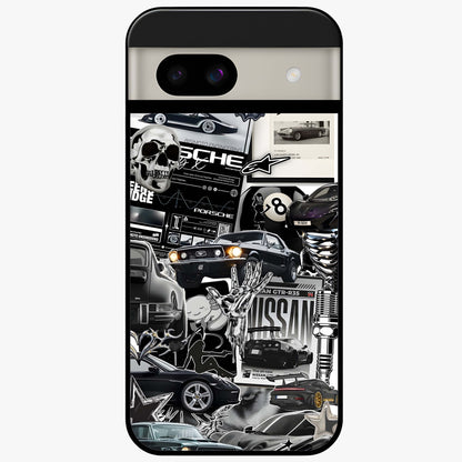 Aesthetic Dark Love Glass Case showing flat back view with dark romantic artwork and glossy glass finish.