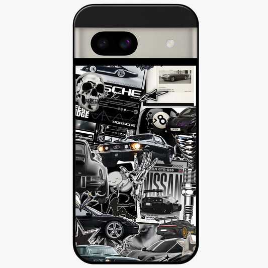 Aesthetic Dark Love Glass Case showing flat back view with dark romantic artwork and glossy glass finish.