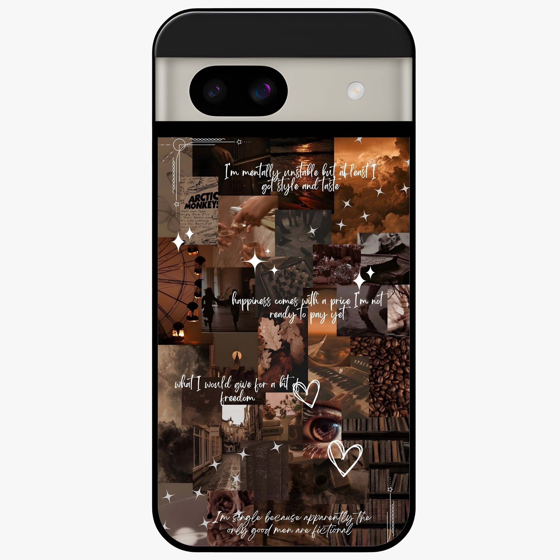 Bittersweet Aesthetic Chaos Glass Case showing flat back view with artistic chaotic aesthetic design and glossy glass finish.